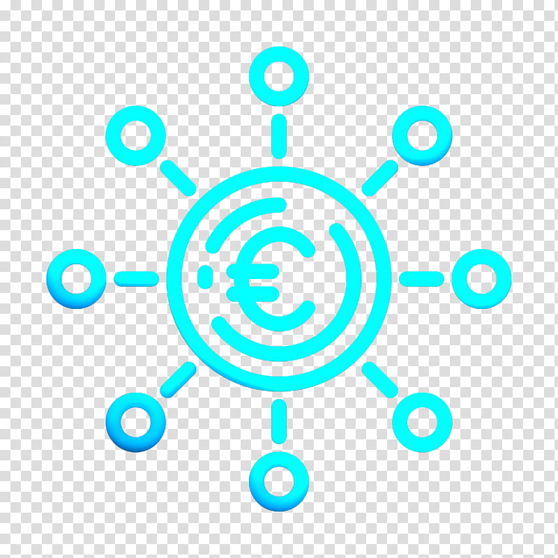 Euro icon Money Funding icon, Aqua, Turquoise, Circle, Azure, Line, Symbol, Symmetry transparent background PNG clipart