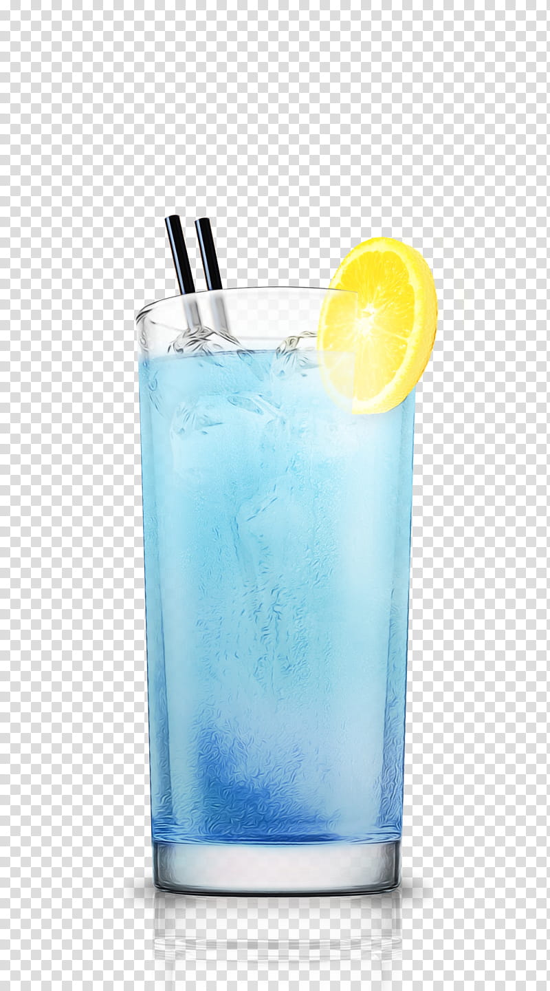 drink alcoholic beverage blue lagoon highball glass blue hawaii, Watercolor, Paint, Wet Ink, Nonalcoholic Beverage, Distilled Beverage, Cocktail, Lemonlime transparent background PNG clipart