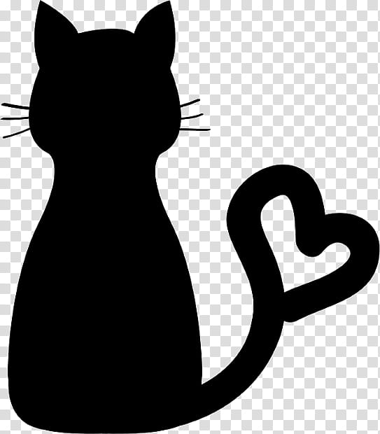 black cat cat small to medium-sized cats whiskers, Small To Mediumsized Cats, Silhouette, Blackandwhite, Tail transparent background PNG clipart