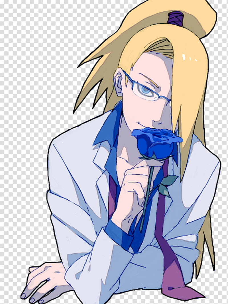 Deidara Render, woman holding blue rose anime character transparent background PNG clipart