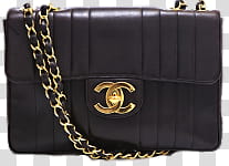 Black Bags, black Chanel leather satchel bag transparent background PNG clipart