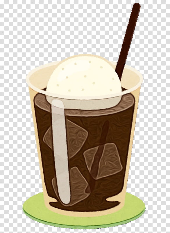 Iced coffee, Watercolor, Paint, Wet Ink, Food, Milkshake, Drink, Nonalcoholic Beverage transparent background PNG clipart