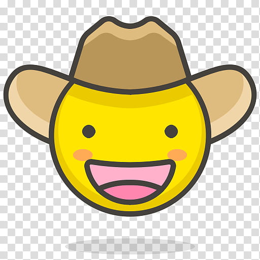 Happy Face Emoji, Cowboy Hat, Emoticon, Sombrero, Smiley, Cowboy Face, Cartoon, Yellow transparent background PNG clipart