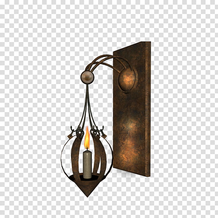 D object lantarn, brown candle sconce transparent background PNG clipart