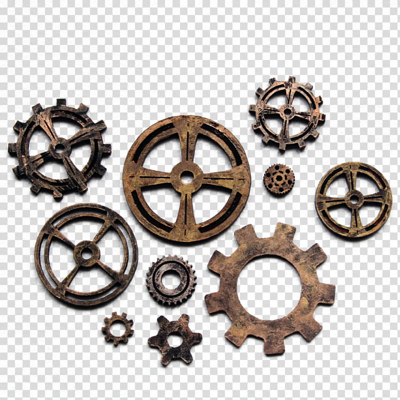 Steampunk Cogs and Gears, gray cog transparent background PNG clipart