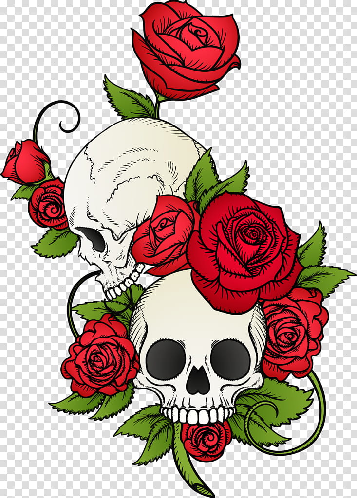 Bouquet Of Flowers Drawing, Skull, Calavera, Rose, Tshirt, Death, Skeleton, Garden Roses transparent background PNG clipart