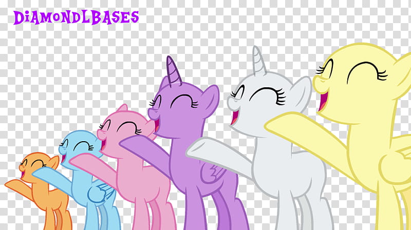 MLP Base, six assorted-color ponies art transparent background PNG clipart