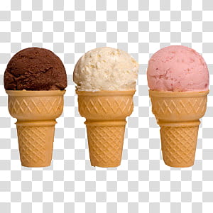 three assorted-color ice creams transparent background PNG clipart