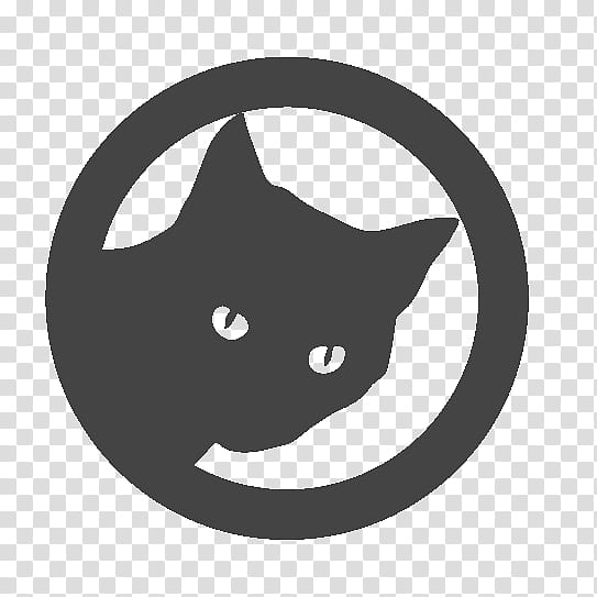 Black Circle, Black Cat, Whiskers, Meow, Logo, Line Art, Purr, Black And White transparent background PNG clipart