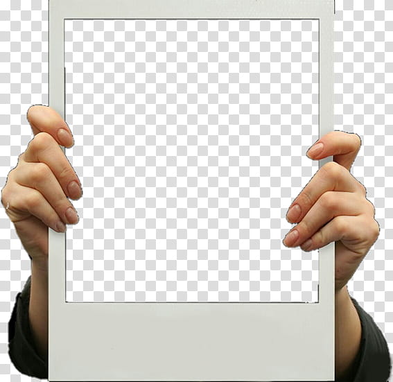Two handy support polaroid, person holding white frame transparent background PNG clipart