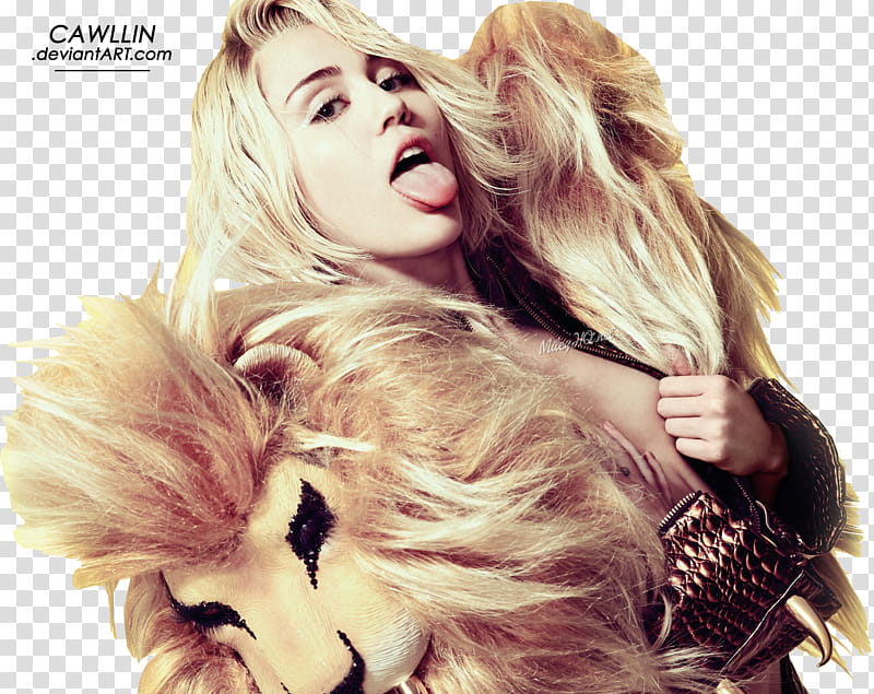 Miley Cyrus bangerz tour promotionals, woman wearing brown fur scarf transparent background PNG clipart