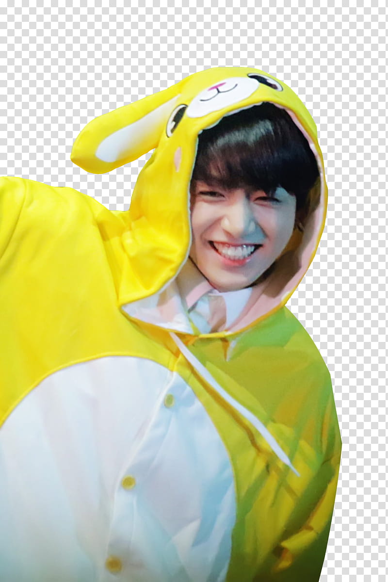 JUNGKOOK BTS, yellow bear costume jumpsuit transparent background PNG clipart