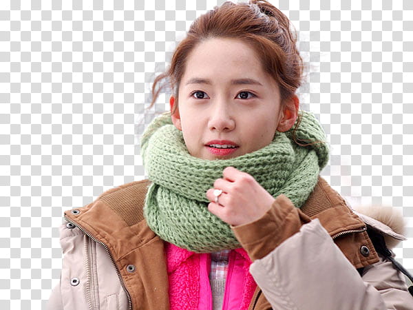 YoonA Love Rain, woman in green scarf transparent background PNG clipart