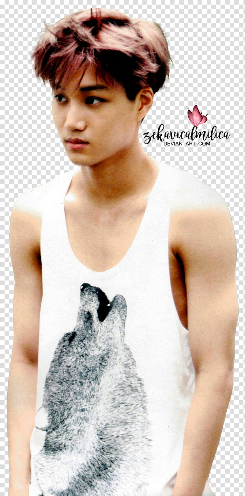 EXO Kai Die Jungs, man in white tank top transparent background PNG clipart