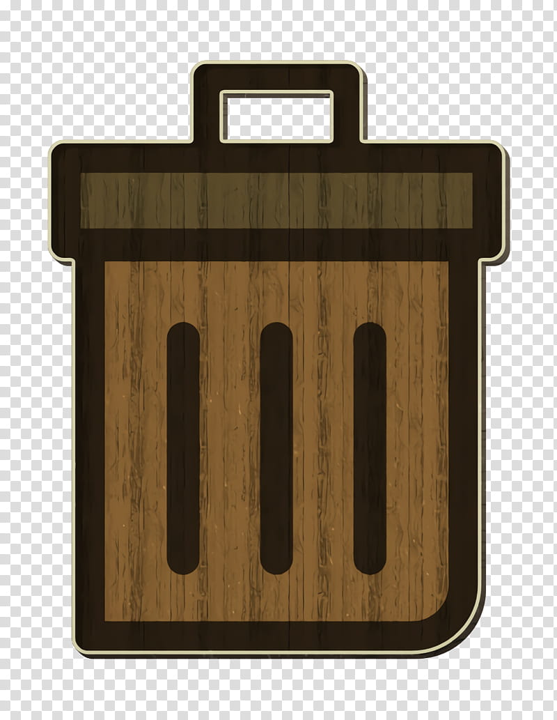 garbage can icon general icon office icon, Recycle Bin Icon, Trash Bin Icon, Trash Can Icon, Brown, Wood, Rectangle transparent background PNG clipart