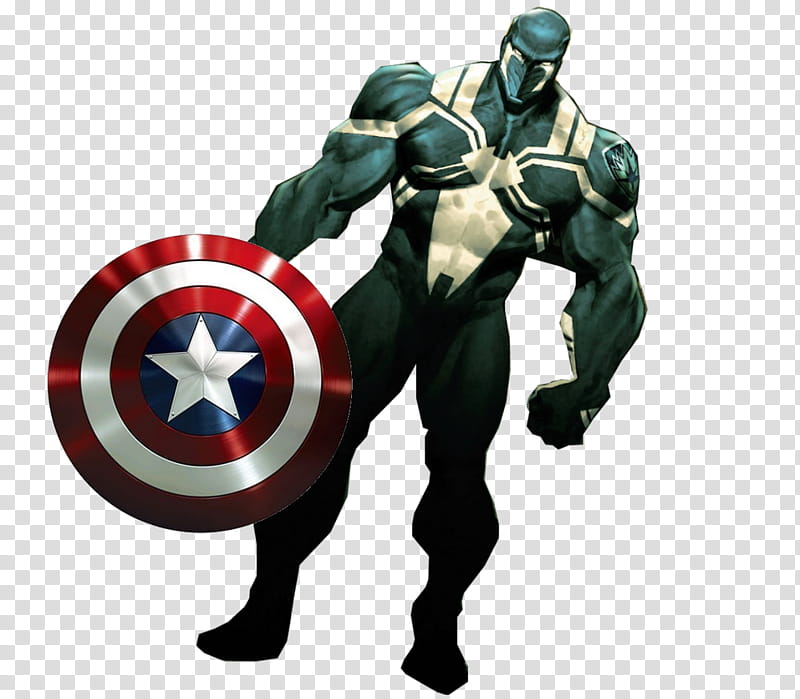 Agent Venom w/ Cap&#;s Shield transparent background PNG clipart