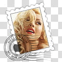 Stamp icons Part , Christina aguilera#, Marilyn Monroe postage stamp transparent background PNG clipart