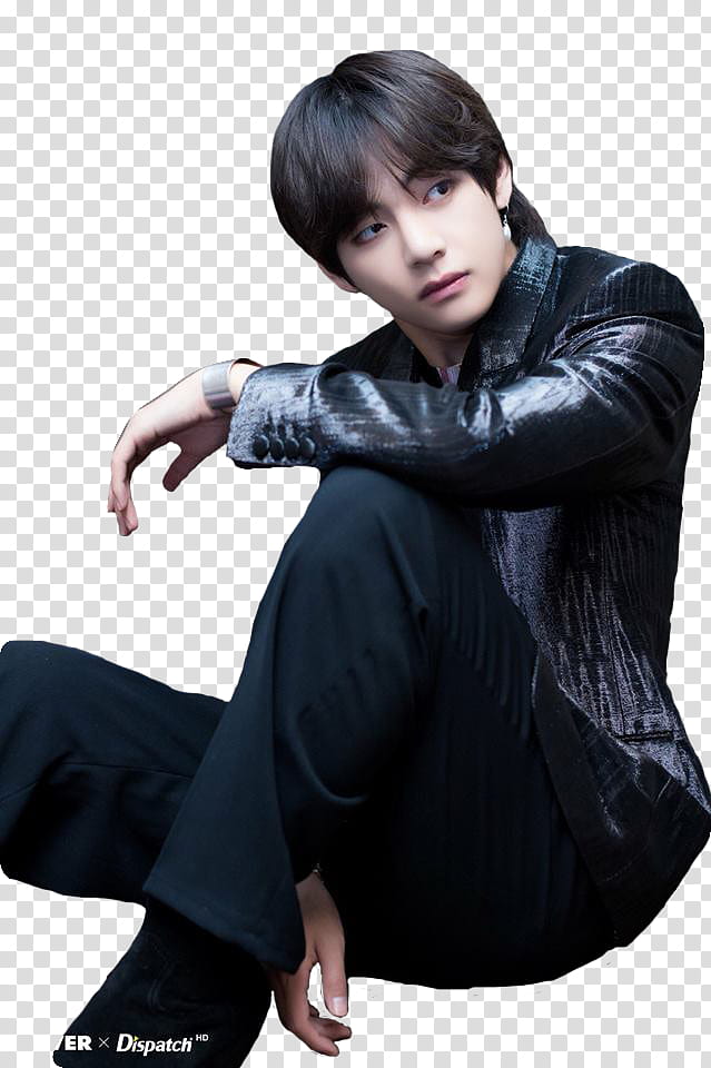 Taehyung, man sitting looking side transparent background PNG clipart