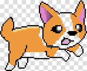 Dog Pixel Art, Pembroke Welsh Corgi, Cardigan Welsh Corgi, Dog Type, Breed, Line, Snout,  Cartoon transparent background PNG clipart thumbnail