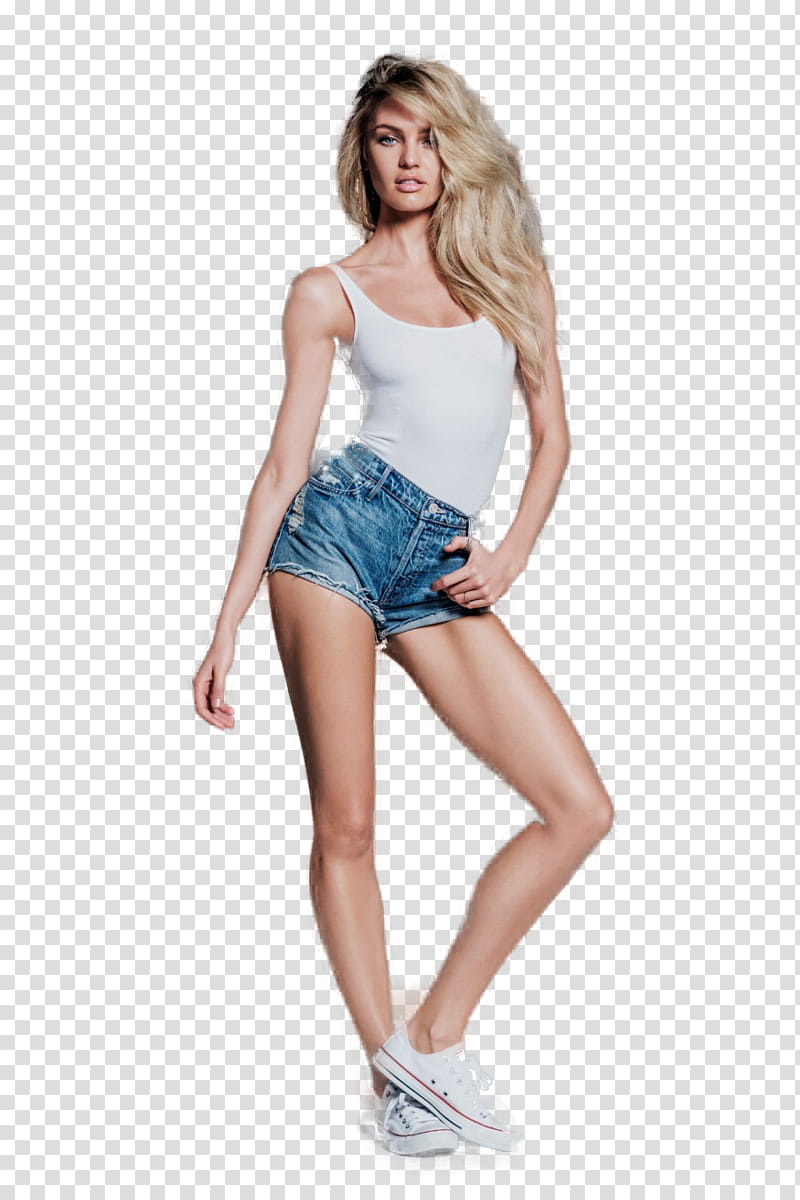 Candice Swanepoel, woman wearing white sleeveless shirt transparent background PNG clipart