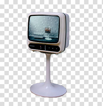 , white and black CRT TV and stand transparent background PNG clipart