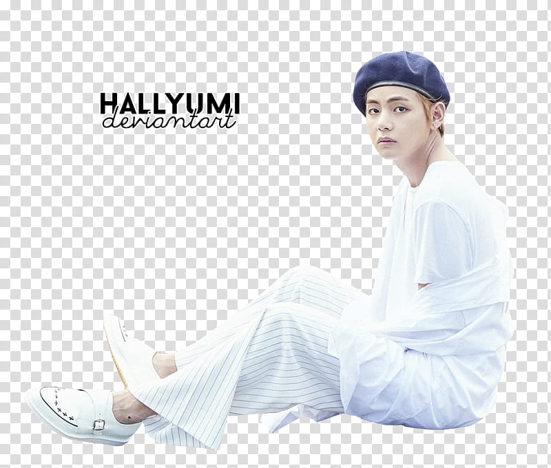 BTS  Season Greetings, Hallyumi man in white attire sitting transparent background PNG clipart