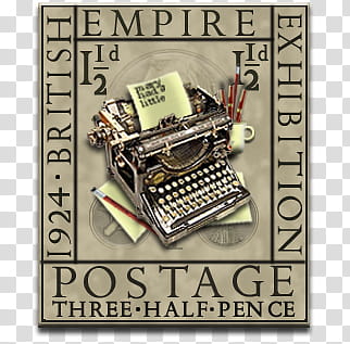 Steampunk Eric Gill Stamp Icon Set, gill-typewriter-no transparent background PNG clipart