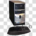 computer icons, gray and black computer tower with black keyboard and gray mouse transparent background PNG clipart