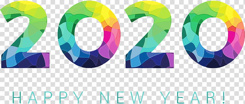 font logo automotive wheel system colorfulness circle, Happy New Year 2020, New Years 2020, Watercolor, Paint, Wet Ink transparent background PNG clipart