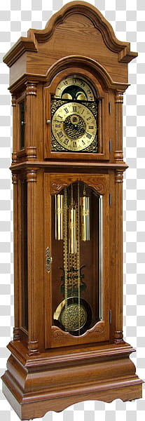 Antique  s, brown wooden grandfather clock transparent background PNG clipart