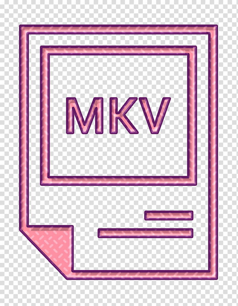 extention icon file icon mkv icon, Type Icon, Pink, Text, Line, Rectangle, Magenta, Square transparent background PNG clipart