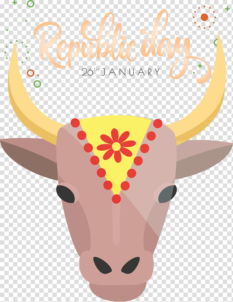 Happy India Republic Day India Republic Day 26 January, Head, Bovine, Horn, Snout, Working Animal, Cowgoat Family, Wildlife transparent background PNG clipart
