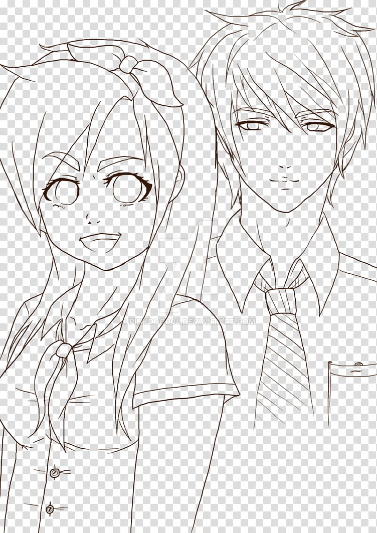 School Girl And Boy (outline) transparent background PNG clipart