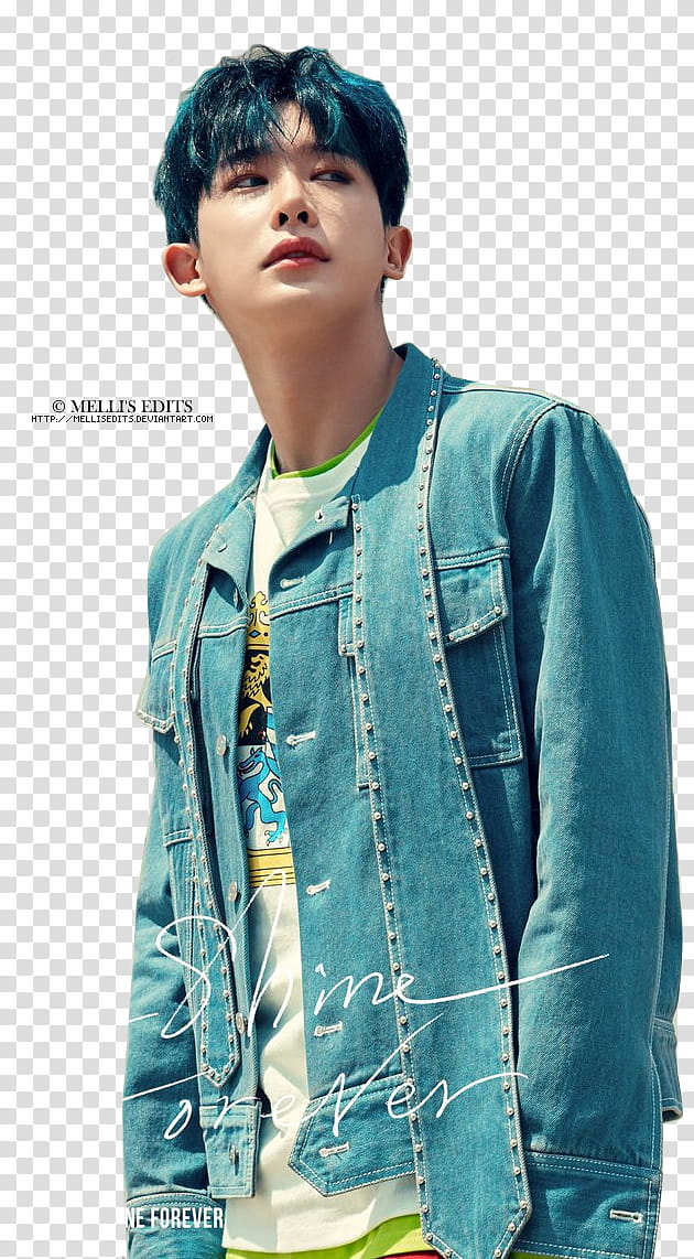 MONSTAX SHINE FOREVER MELLISEDITS, man wearing blue denim jacket with text overlay transparent background PNG clipart