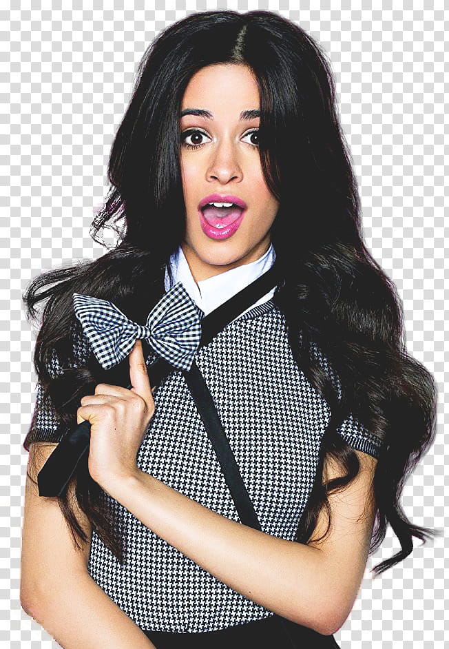 Render  Camila Cabello H, woman wearing black and white plaid shirt transparent background PNG clipart