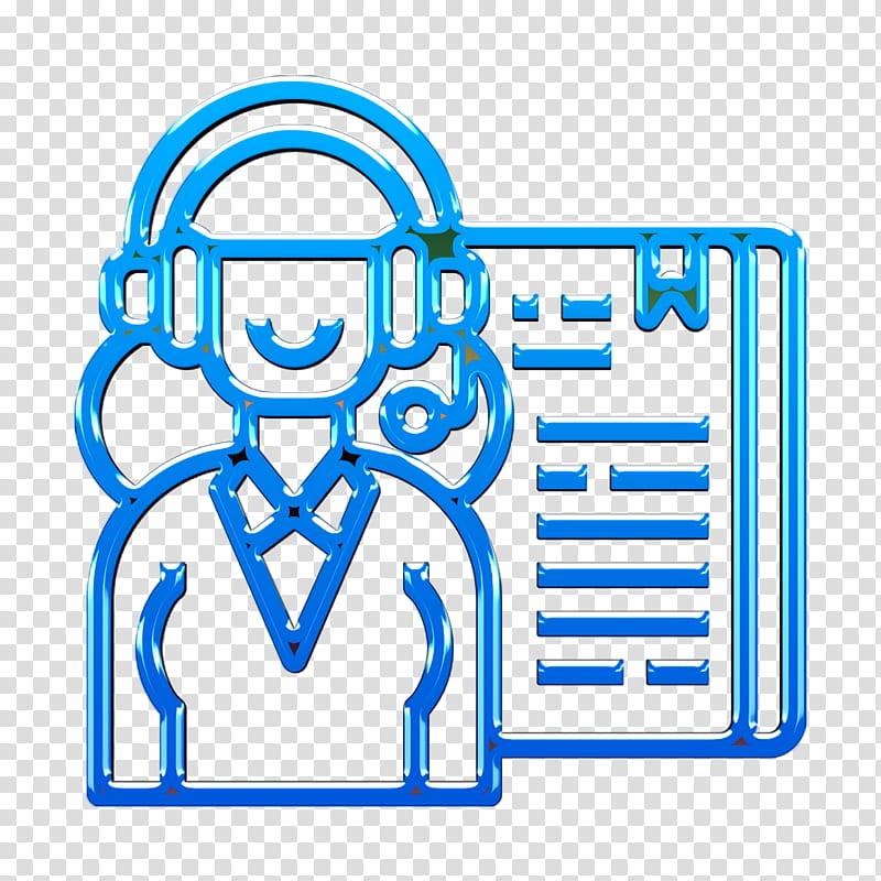 Management icon Receptionist icon, Electric Blue, Line Art transparent background PNG clipart