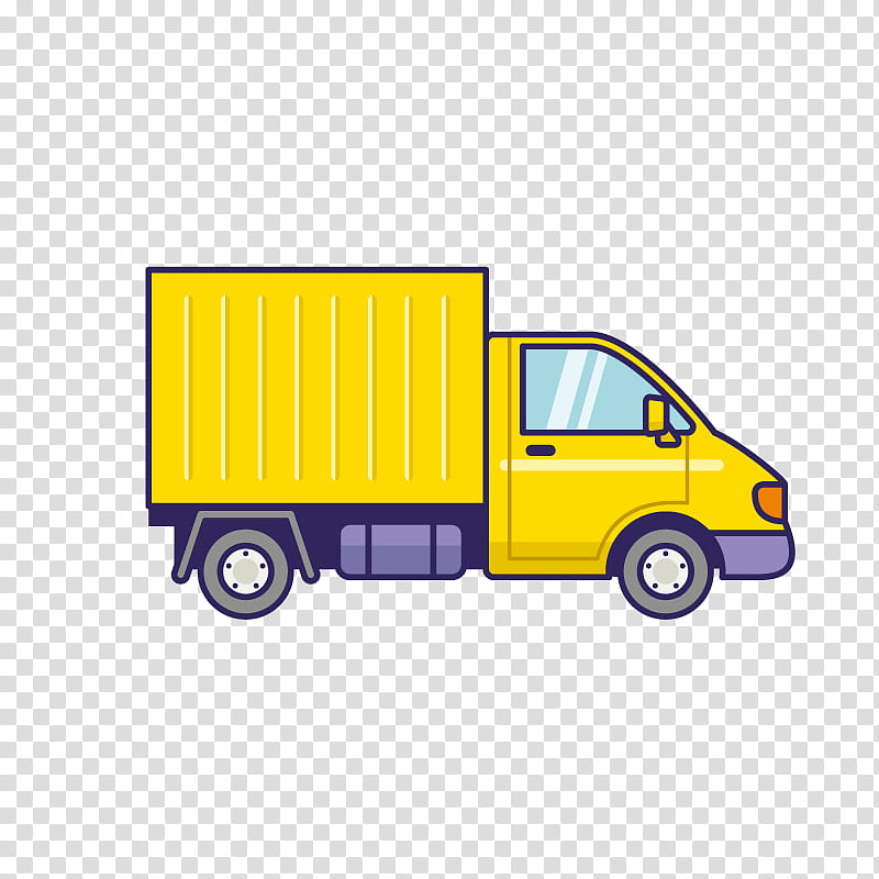 Yellow Light, Car, Commercial Vehicle, Van, Truck, Cartoon, Drawing, Transport transparent background PNG clipart