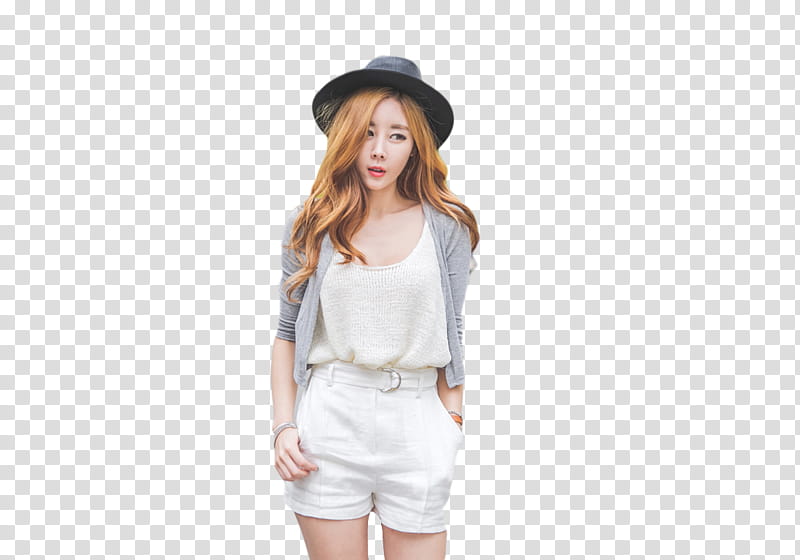 Ulzzang, standing woman in white rompers transparent background PNG clipart