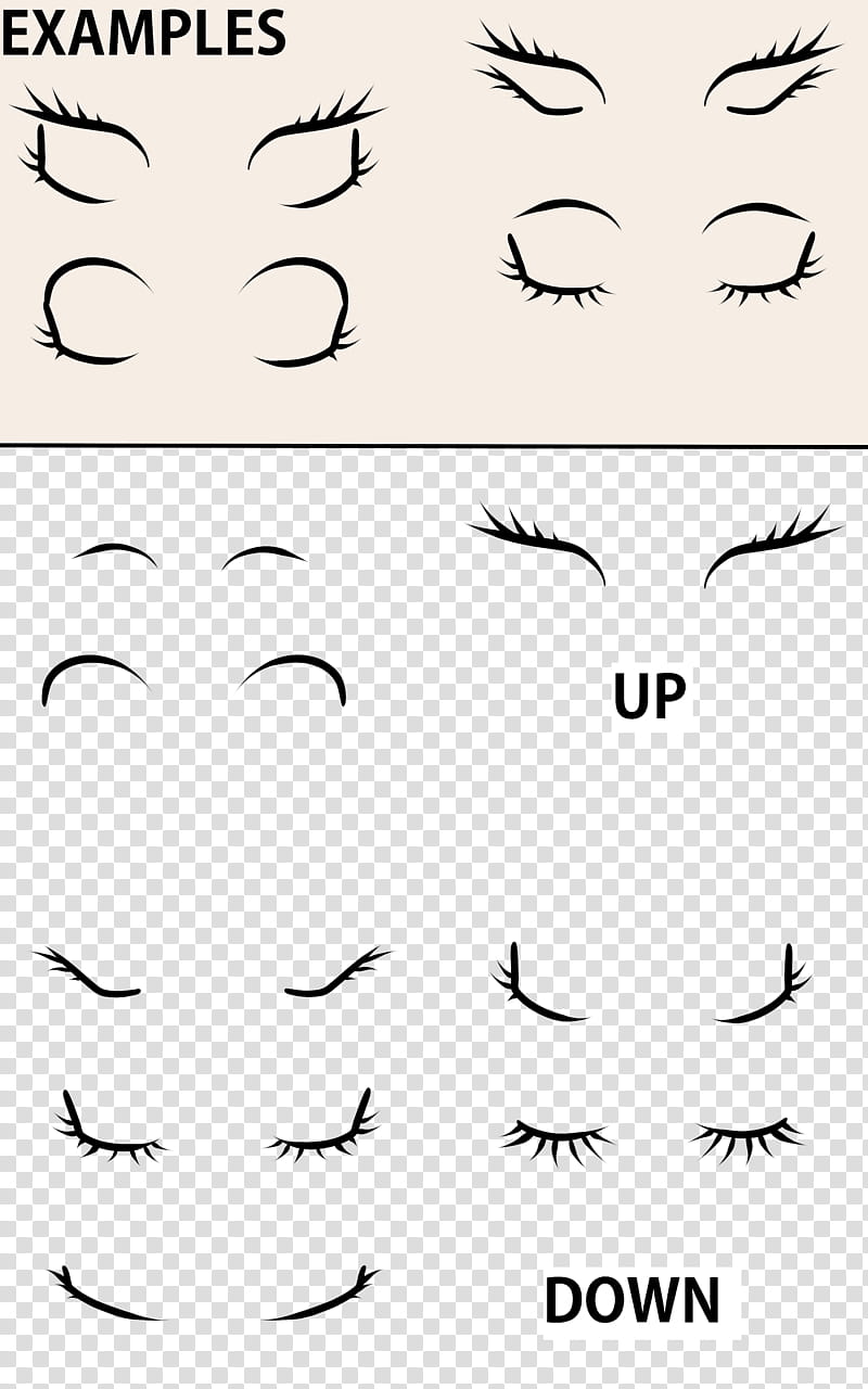 Manga Lashes Base, examples up and down lashes sketch transparent background PNG clipart