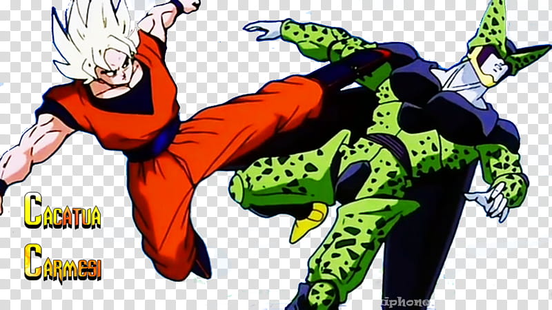 Goku vs Cell render transparent background PNG clipart