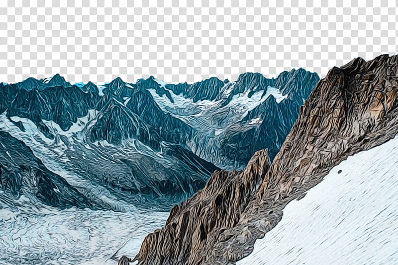 mountainous landforms mountain mountain range glacial landform ridge, Watercolor, Paint, Wet Ink, Glacier, Natural Landscape, Geological Phenomenon, Massif transparent background PNG clipart