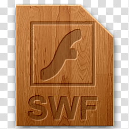 Wood icons for file types, swf, Adobe SWF reader transparent background PNG clipart