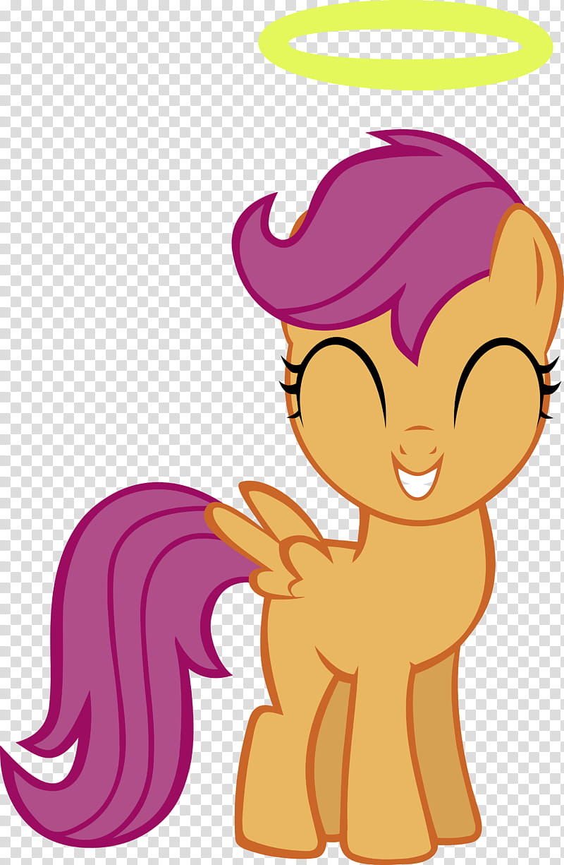 Angel Scootaloo, orange and pink My Little Pony character transparent background PNG clipart