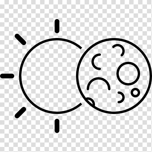 black line art drawing a sun and moon transparent background PNG clipart