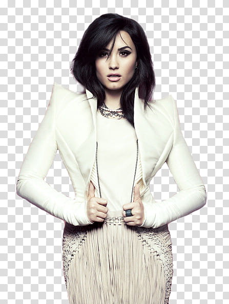 Demi Lovato for Fashion Magazine x Render, woman in white coat transparent background PNG clipart