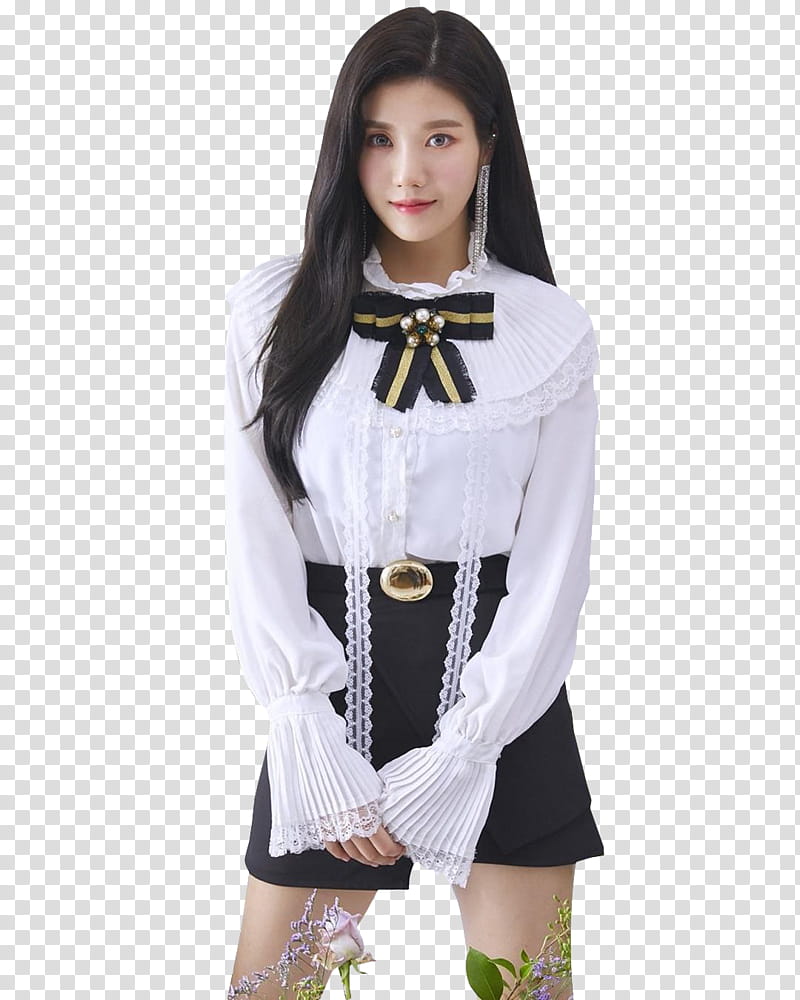 EUNBI COLOR IZ IZ ONE, woman in white long-sleeved shirt transparent background PNG clipart