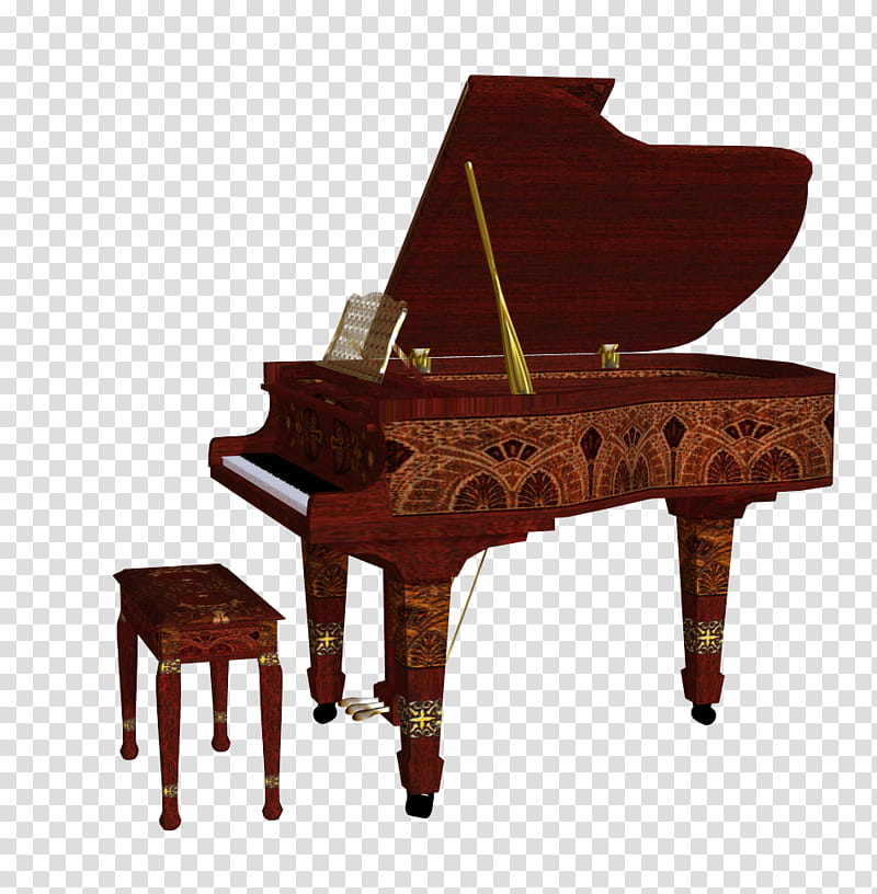 brown Fortepiano with chair transparent background PNG clipart