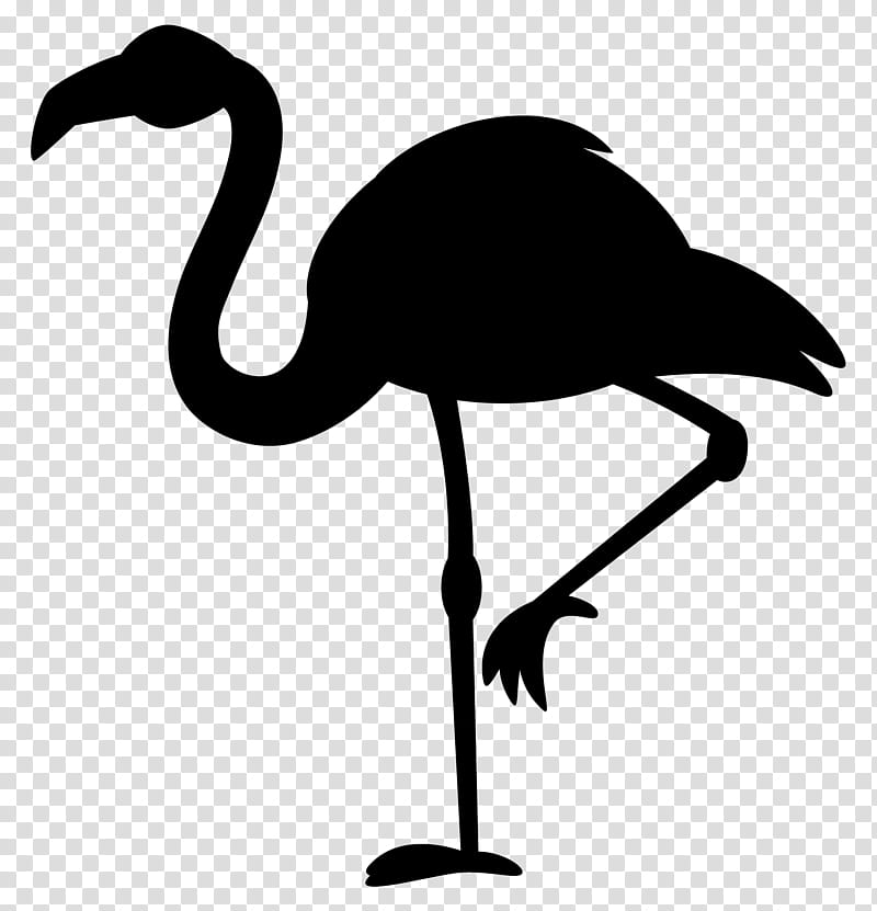 Flamingo Silhouette, Phoenicopterus, Black, White, Bird, Greater Flamingo, Beak, Water Bird transparent background PNG clipart