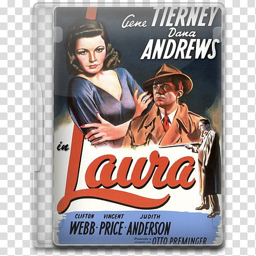 Movie Icon Mega , Laura, Gene Tierney Danna Andrews in Laura case transparent background PNG clipart