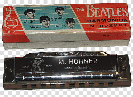 The Beatles s, black and grey The Beatles harmonica with box transparent background PNG clipart